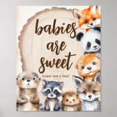 Poster Baby shower animal Les bébés sont doux signe (Devant)