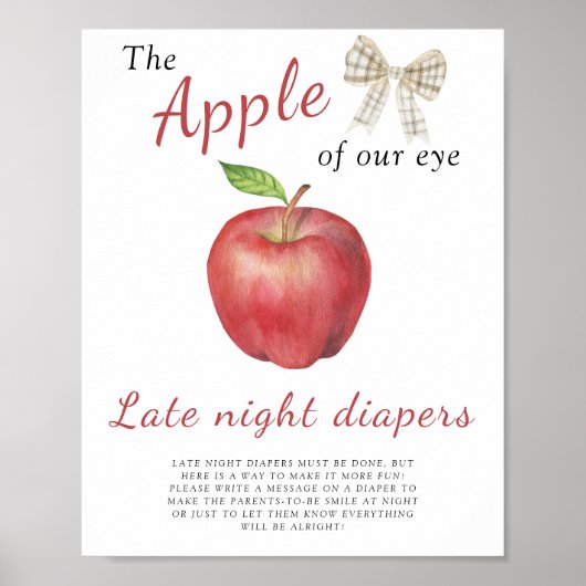 Poster Baby-shower Apple - Jeu de couches de nuit (Devant)