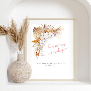 Poster Baby Shower aquarelle Boho Chic Combien de bonbons