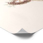 Poster Baby Shower Arbre Empreintes Fleurs Nid de Hibou A (Coin)