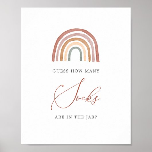 Poster Baby shower arc-en-ciel Devine combien de chausset (Devant)