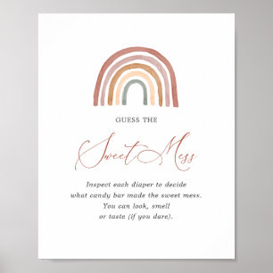 Poster Baby shower Arc-En-Ciel Devine Le Signe Doux Mess