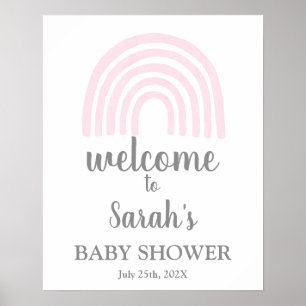 Poster Baby shower arc-en-ciel rose Boy Symbole de bienve