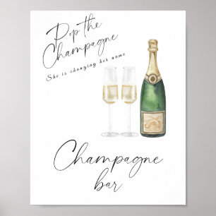 Poster Baby shower au champagne - Bar à champagne