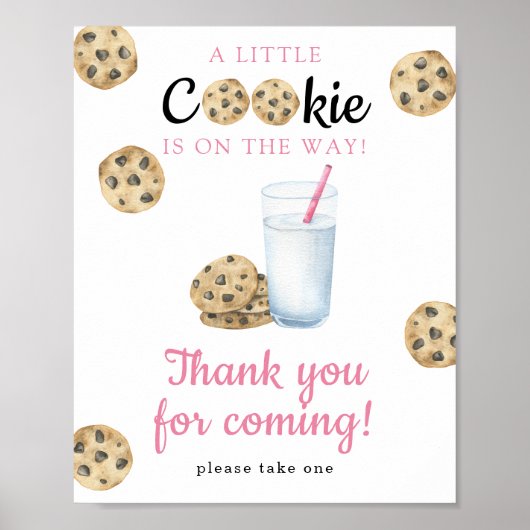 Poster Baby shower au lait et aux biscuits - Merci (Devant)