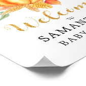 Poster Baby Shower automnal citrouille orange aquarelle d (Coin)