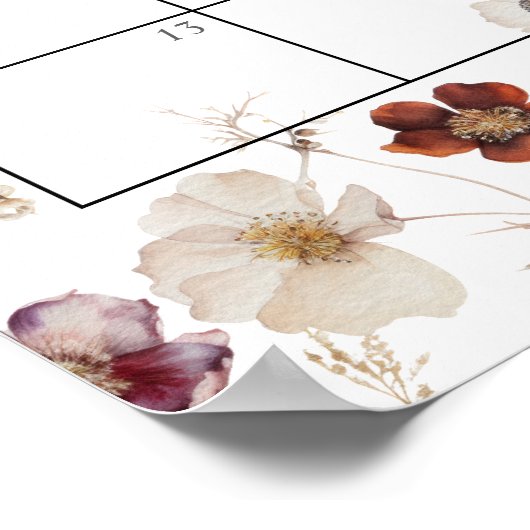 Poster Baby shower Automne Fleurs Devis Date d'échéance C (Coin)