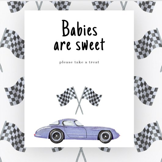 Poster Baby shower automobile - Les bébés sont doux