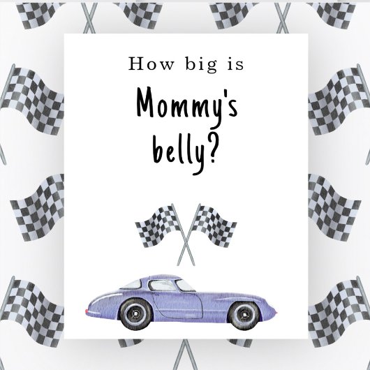 Poster Baby shower automobile Quelle taille a le ventre d