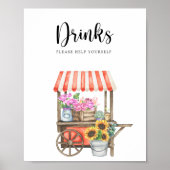 Poster Baby shower aux fleurs - Boissons vous aider (Devant)
