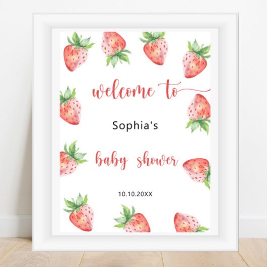 Poster Baby shower aux fraises