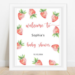 Poster Baby shower aux fraises