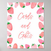 Poster Baby shower aux fraises cadeaux (Devant)