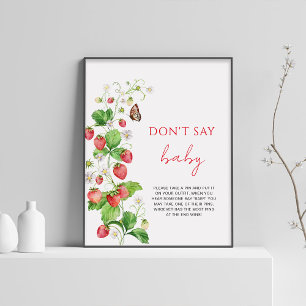 Poster Baby Shower aux fraises N'écrivez pas bébé