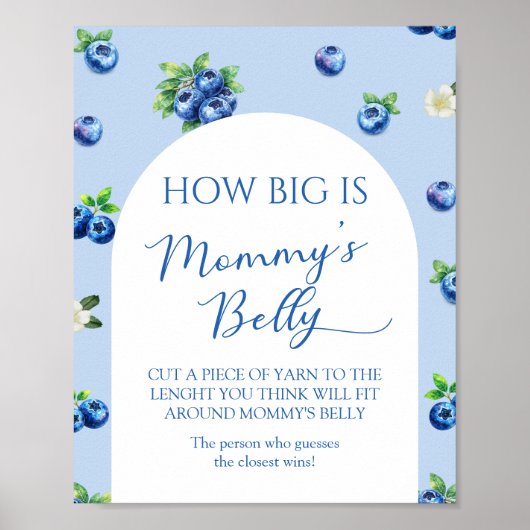 Poster Baby Shower aux Myrtilles : Devinez la Taille de s (Devant)