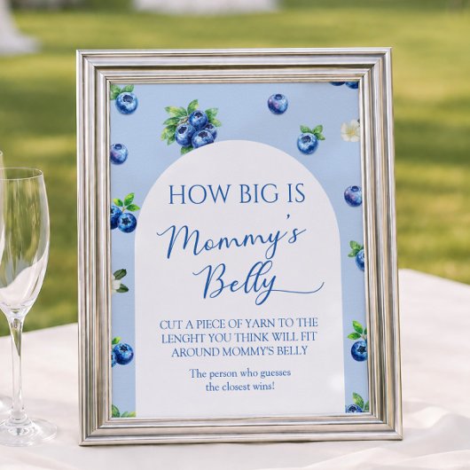 Poster Baby Shower aux Myrtilles : Devinez la Taille de s