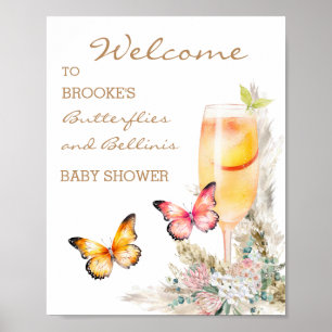 Poster Baby shower aux papillons Bellini Bienvenue