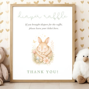 Poster Baby shower avec lapin à l'aquarelle : tirage au s