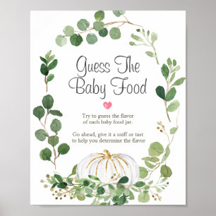 Poster Baby Shower Baby Food Devinette Fleurs de Citrouil
