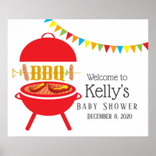Poster baby shower barbecue, barbecue, barbecue grill bar
