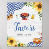 Poster Baby shower BBQ Bleu Tournesol Faveurs (Devant)