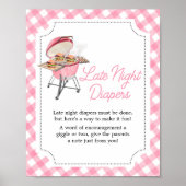 Poster Baby shower BBQ Burger Rose Late Night Diapés (Devant)