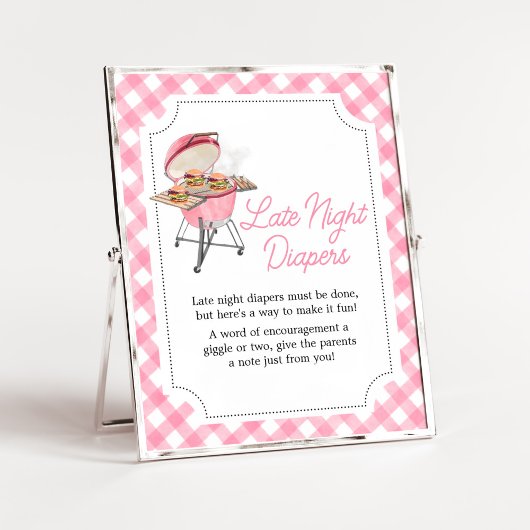 Poster Baby shower BBQ Burger Rose Late Night Diapés