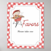 Poster Baby shower BBQ Burger Rouge Faveurs (Devant)