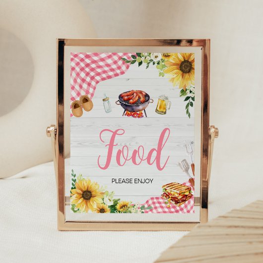 Poster Baby shower BBQ de tournesol rose