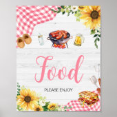 Poster Baby shower BBQ de tournesol rose (Devant)