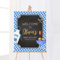 Baby shower BBQ En vichy Bleu Bienvenue