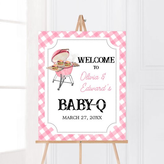 Poster Baby shower BBQ Pink Burger