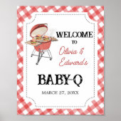 Poster Baby shower BBQ Red Burger Bienvenue (Devant)