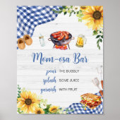 Poster Baby shower BBQ Sunflower bleu Maman Osa Bar (Devant)