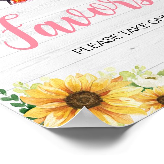 Poster Baby shower BBQ Tournesol Rose Faveurs (Coin)