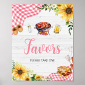 Poster Baby shower BBQ Tournesol Rose Faveurs (Devant)