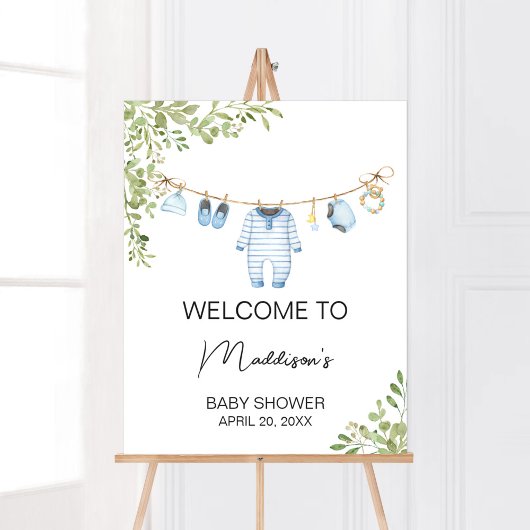 Poster Baby shower Bébé bleu Accueil
