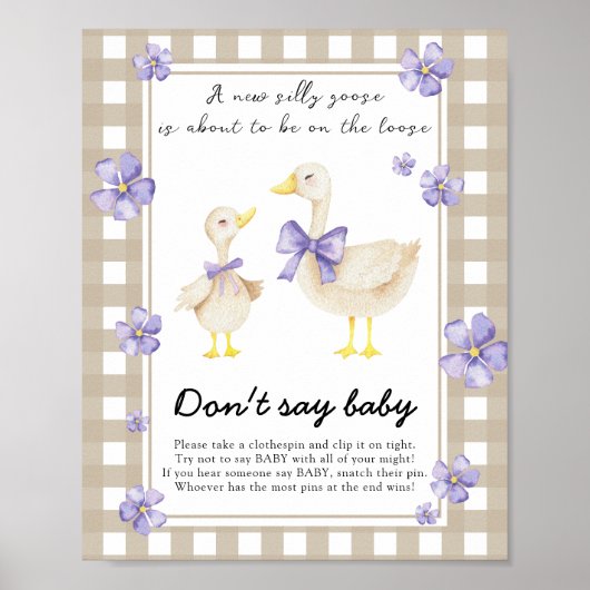 Poster Baby-Shower Bébé Idiot - Ne dites pas bébé (Devant)