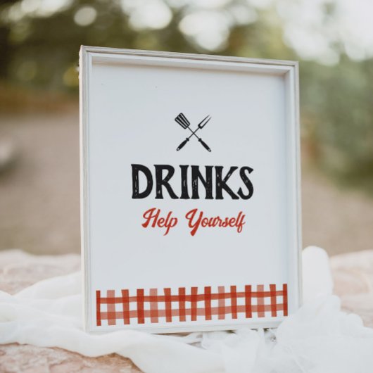 Poster Baby shower bébé Q Barbecue Boissons Signal