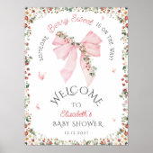 Poster Baby shower Berry Sweet Bow Bienvenue (Devant)