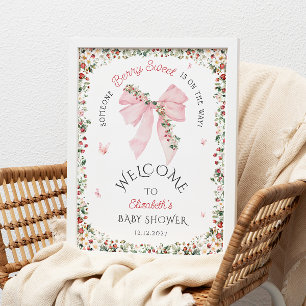 Poster Baby shower Berry Sweet Bow Bienvenue