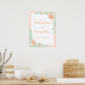 Poster Baby shower Bienvenue Eucalyptus Foliage Peony Pea (Cuisine)
