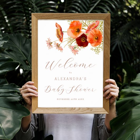 Poster Baby shower Bienvenue Fleur sauvage Boho Fall Flor