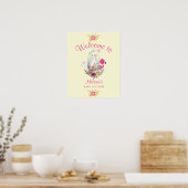 Poster Baby shower Bienvenue Mignonnes Animaux et fleurs (Cuisine)