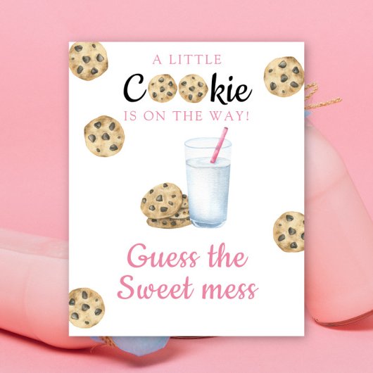 Poster Baby shower biscuits & lait Devinez le doux gâchis