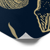 Poster Baby shower bleu baleine marine vintage (Coin)