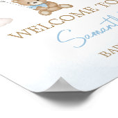 Poster Baby shower Bleu Bear Balloon Bienvenue (Coin)
