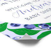 Poster Baby shower bleu bleuet doux Bienvenue (Coin)