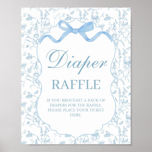 Poster Baby shower Bleu Bow Boy Panneau de couche (Devant)