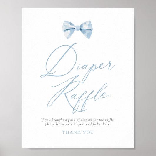 Poster Baby shower Bleu Bowtie Refus (Devant)